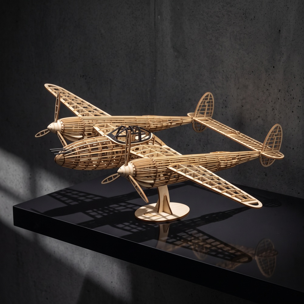 Model Kit Spitfire - P-38 Lightning Balsa Ahşap Uçak Model